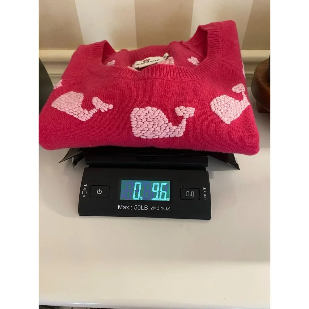 Womens Vineyard Vines Sweater Medium -Pink Whale Logo Soft Comfy 100% Lambswool - Picture 11 of 12